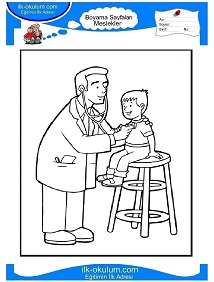 Çocuklar İçin Doktor Boyama Sayfaları 